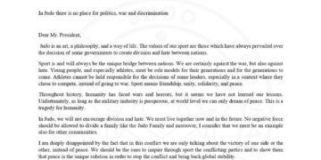 (IJF)-ын тэргүүн Мариус Визер Украины жүдо бөхийн холбооны тэргүүнд хариу захидал илгээжээ