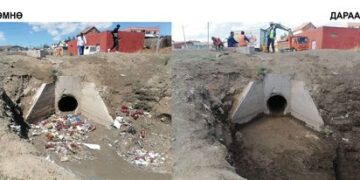 Үерийн усаар бий болсон лаг, хагшаасыг цэвэрлэж байна