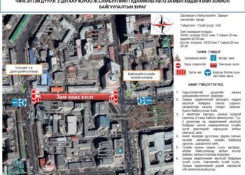 Хүнсний 1-р дэлгүүрээс Байгалийн түүхийн музей хүртэлх замыг хааж, хучилт хийнэ