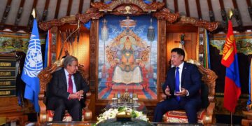 Монгол Улсын Ерөнхийлөгч У.Хүрэлсүх НҮБ-ын Ерөнхий нарийн бичгийн дарга А.Гутеррешийг хүлээн авч уулзав