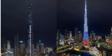 Бурж Халифаг ОХУ-ын төрийн  далбааны өнгөөр гэрэлтүүлжээ