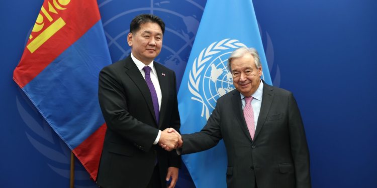 Ерөнхийлөгч У.Хүрэлсүх НҮБ-ын Ерөнхий нарийн бичгийн дарга Антонио Гутеррештэй уулзлаа